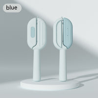 Self-cleaning pet grooming brush.