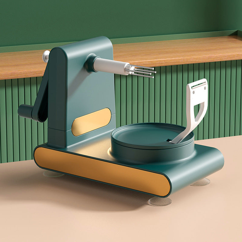 Hand-cranked multifunctional peeler.