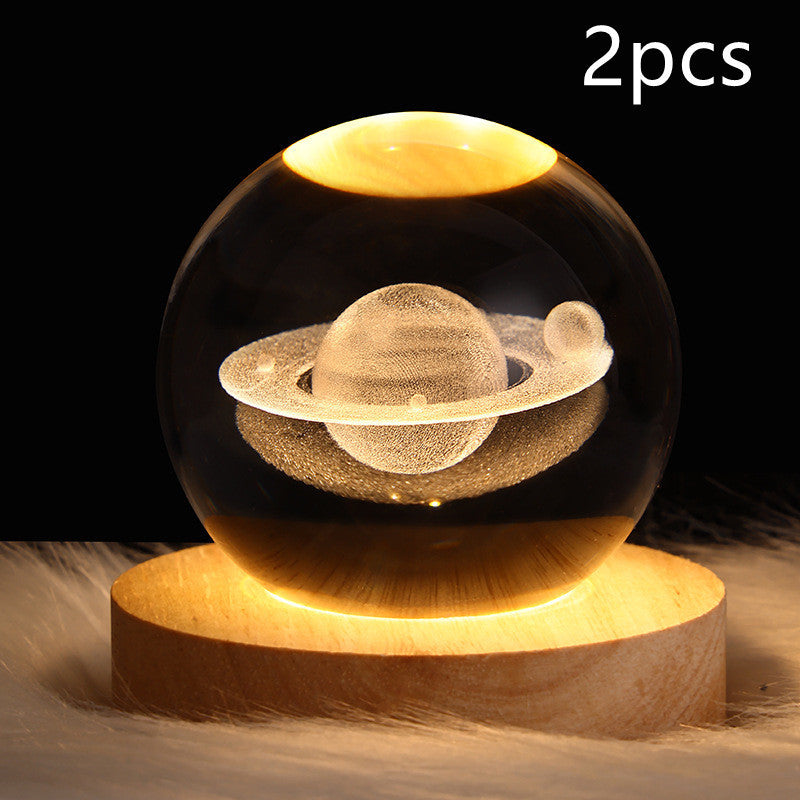 3D galaxy crystal ball LED night light