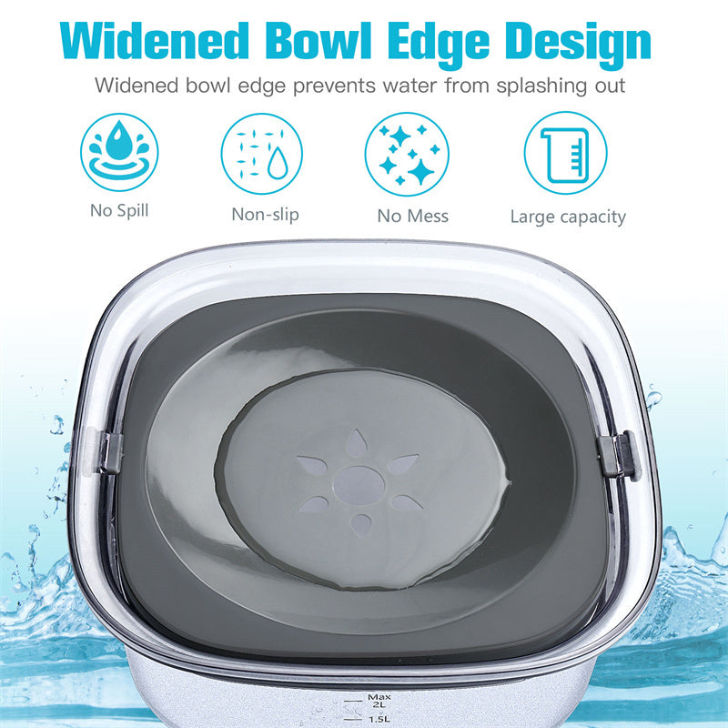 70oz Spill-Proof Dog Water Bowl with Visible Water Level