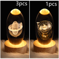 3D galaxy crystal ball LED night light