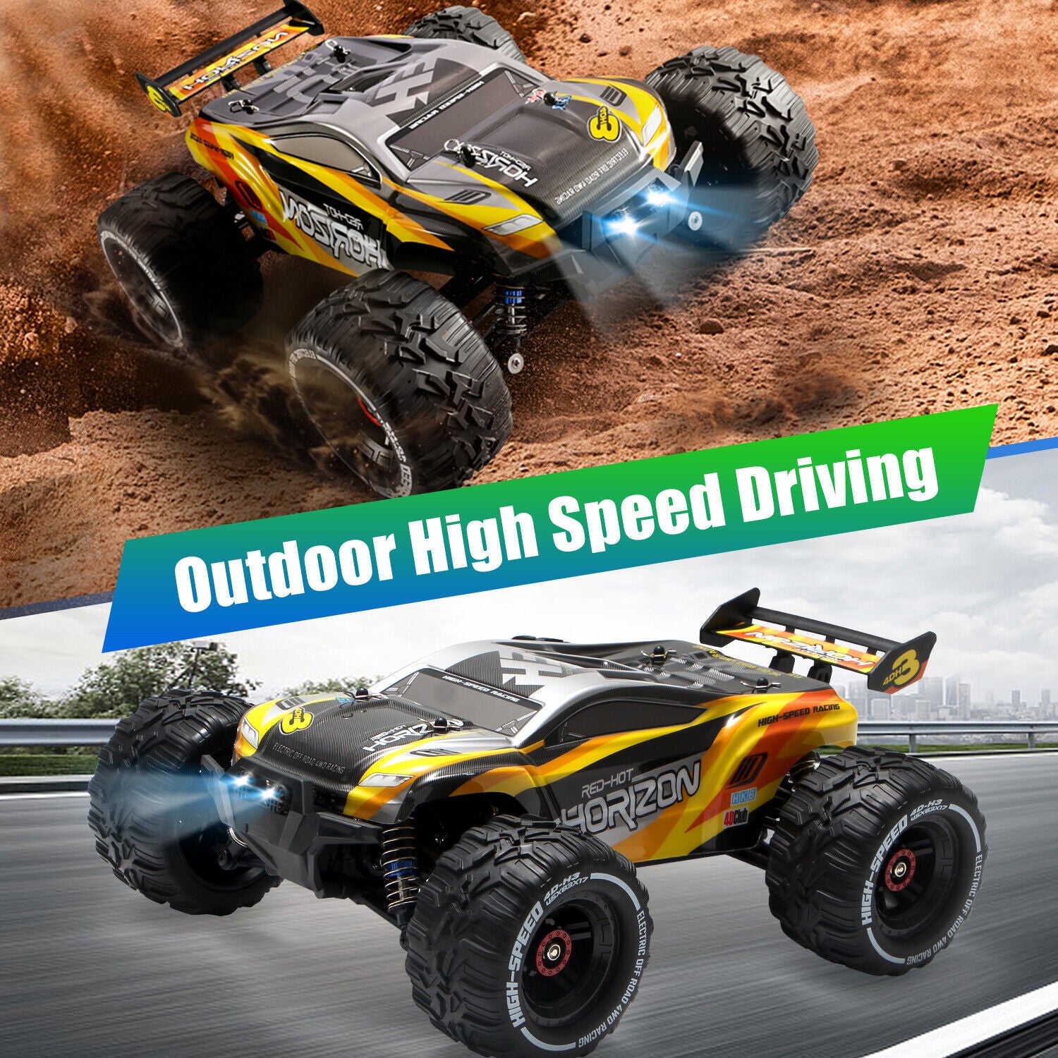 4DRC 1:10 RC Monster Truck, Off-Road Remote Control Car.