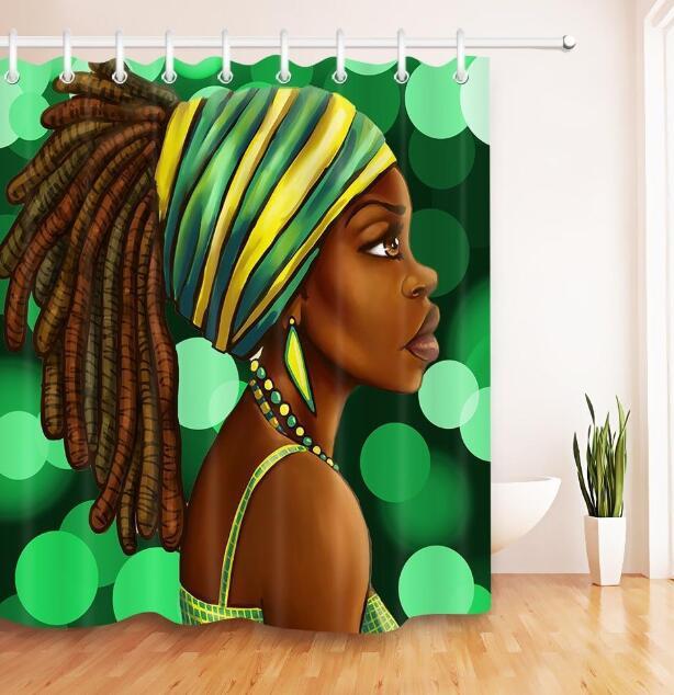 African Girl Graffiti Shower Curtain
