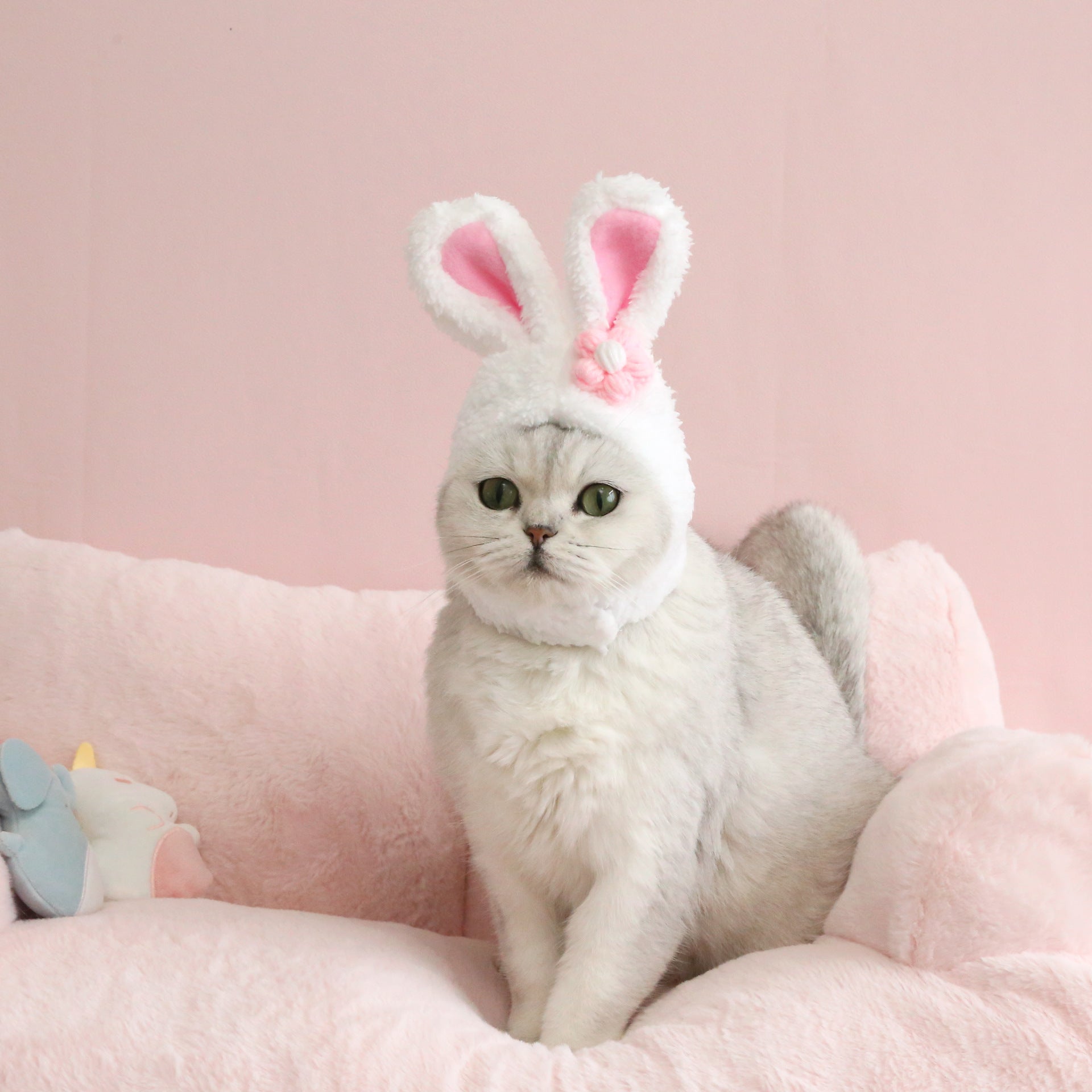 Plush Cartoon Pet Hat with Cat, Dog, and Rabbit Ears