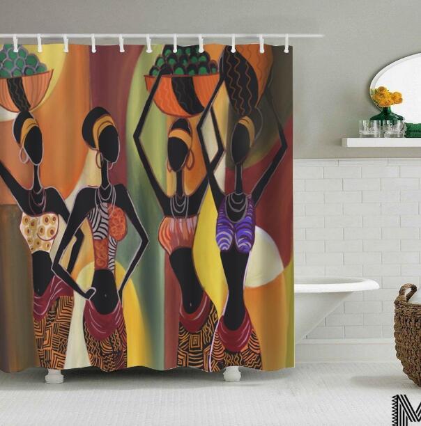African Girl Graffiti Shower Curtain