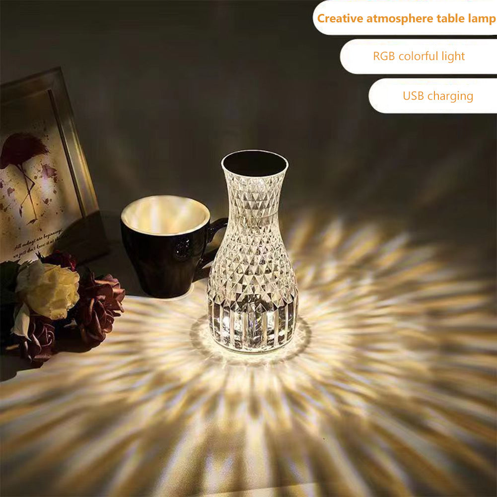 Crystal Diamond Vase LED Table Lamp for Romantic Atmosphere