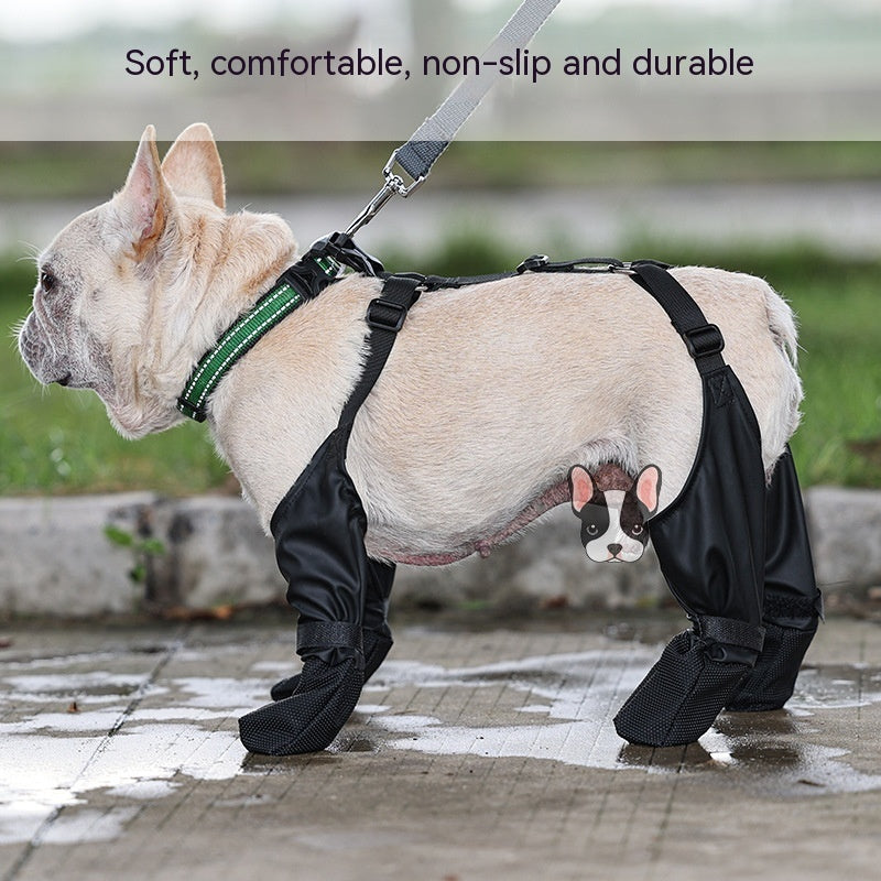 Adjustable waterproof dog shoes.