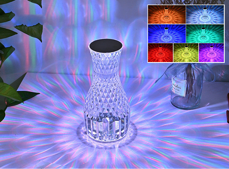 Crystal Diamond Vase LED Table Lamp for Romantic Atmosphere