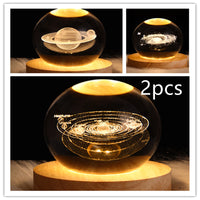 3D galaxy crystal ball LED night light