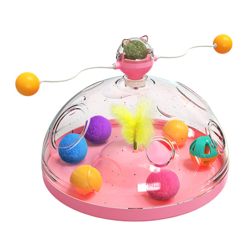 Interactive Windmill Cat Toy with Catnip and Luminous Ball