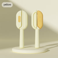 Self-cleaning pet grooming brush.