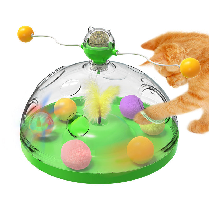 Interactive Windmill Cat Toy with Catnip and Luminous Ball