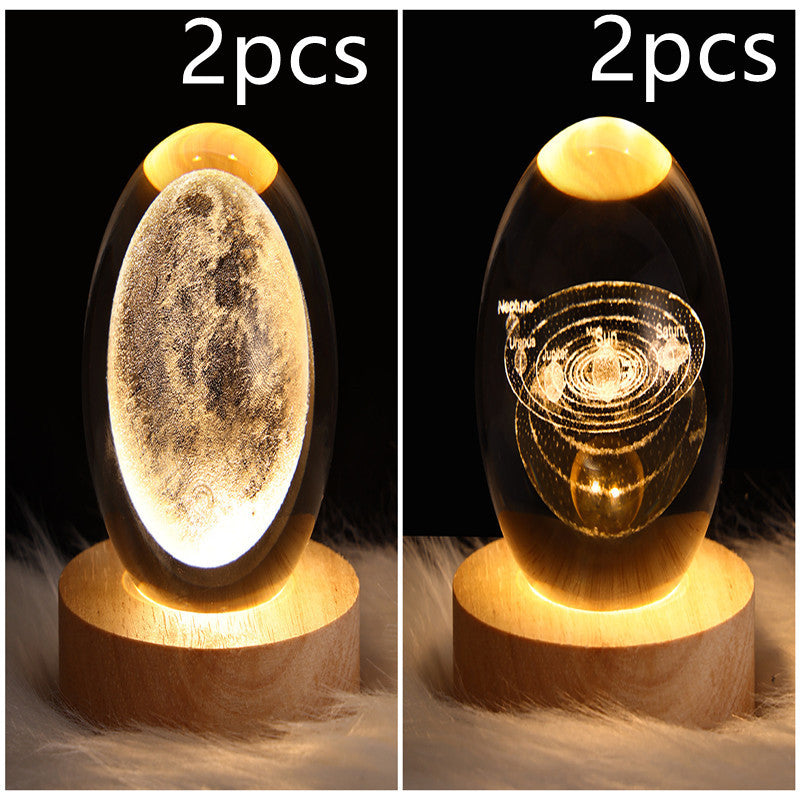 3D galaxy crystal ball LED night light
