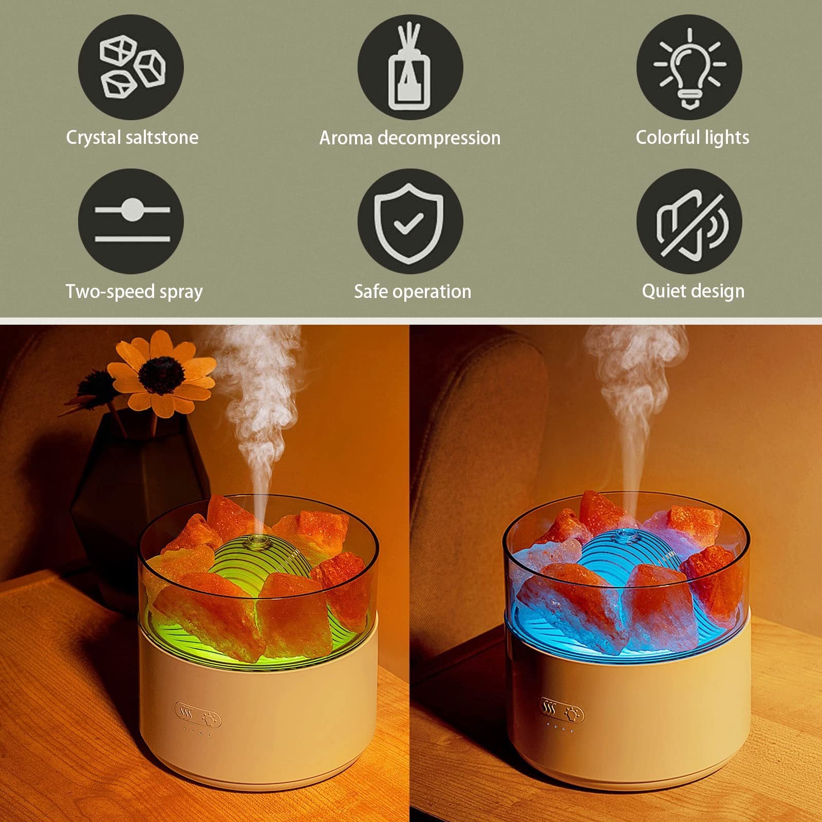 Cool-Mist Humidifier and Aroma Diffuser with Ambient Light