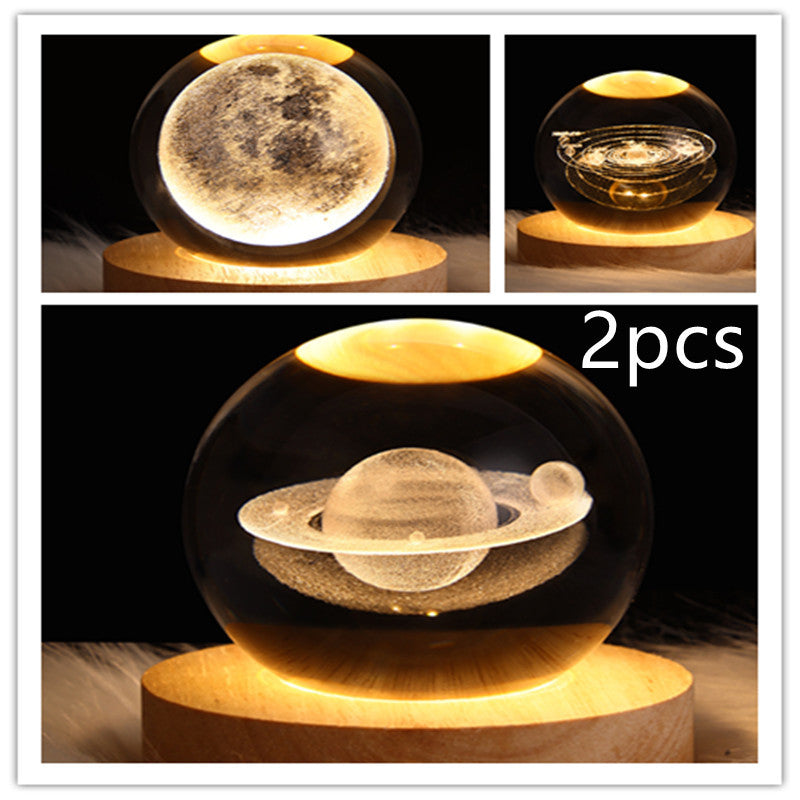 3D galaxy crystal ball LED night light