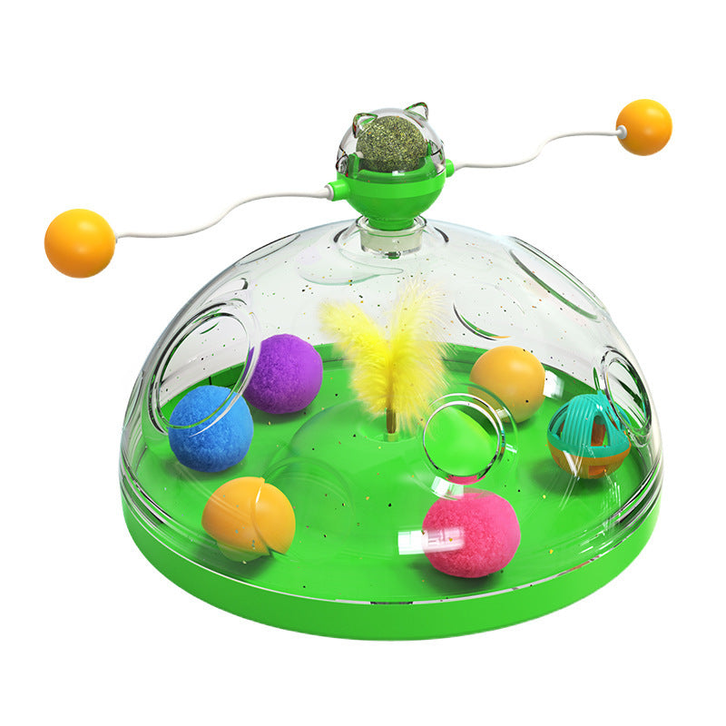 Interactive Windmill Cat Toy with Catnip and Luminous Ball