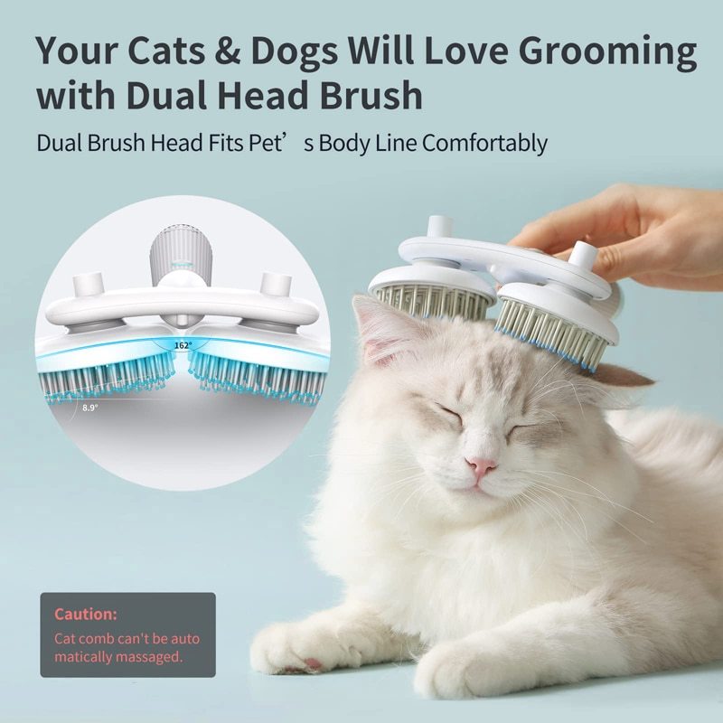 Self-Cleaning Double-Headed Pet Brush with Negative Ions