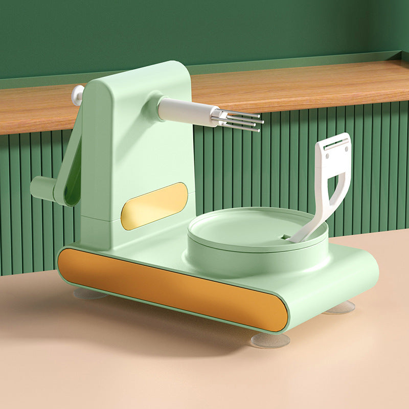 Hand-cranked multifunctional peeler.