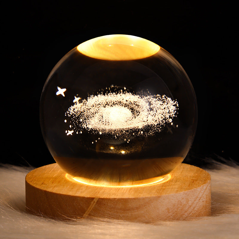 3D galaxy crystal ball LED night light