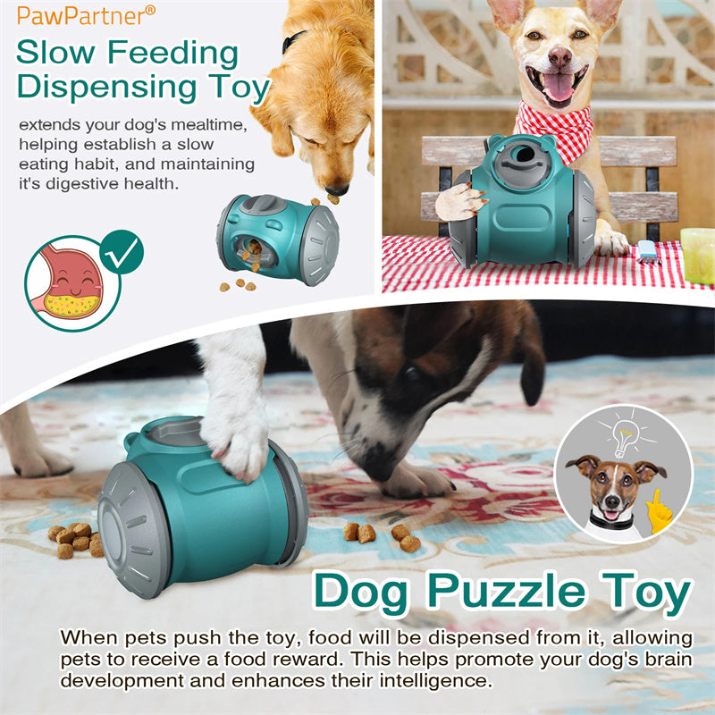 Interactive dog tumbler toy for IQ and slow feeding