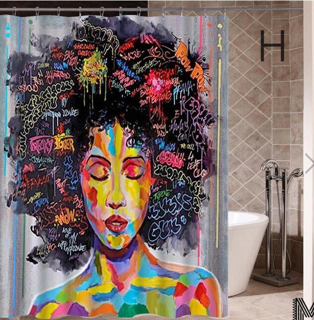 African Girl Graffiti Shower Curtain