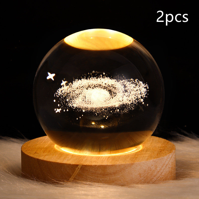 3D galaxy crystal ball LED night light