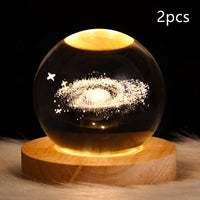 3D galaxy crystal ball LED night light