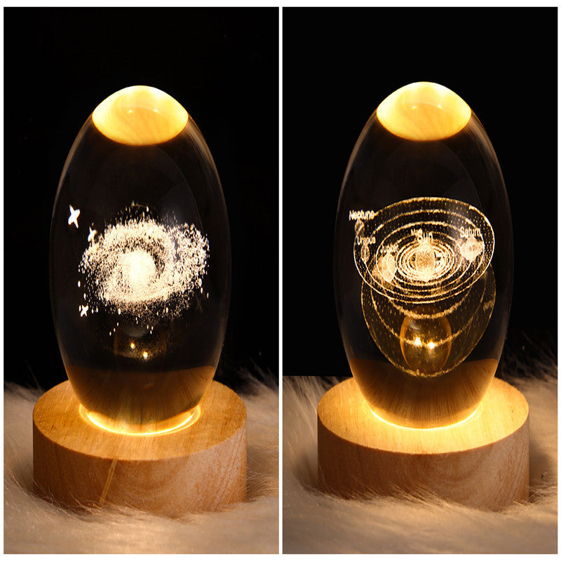 3D galaxy crystal ball LED night light