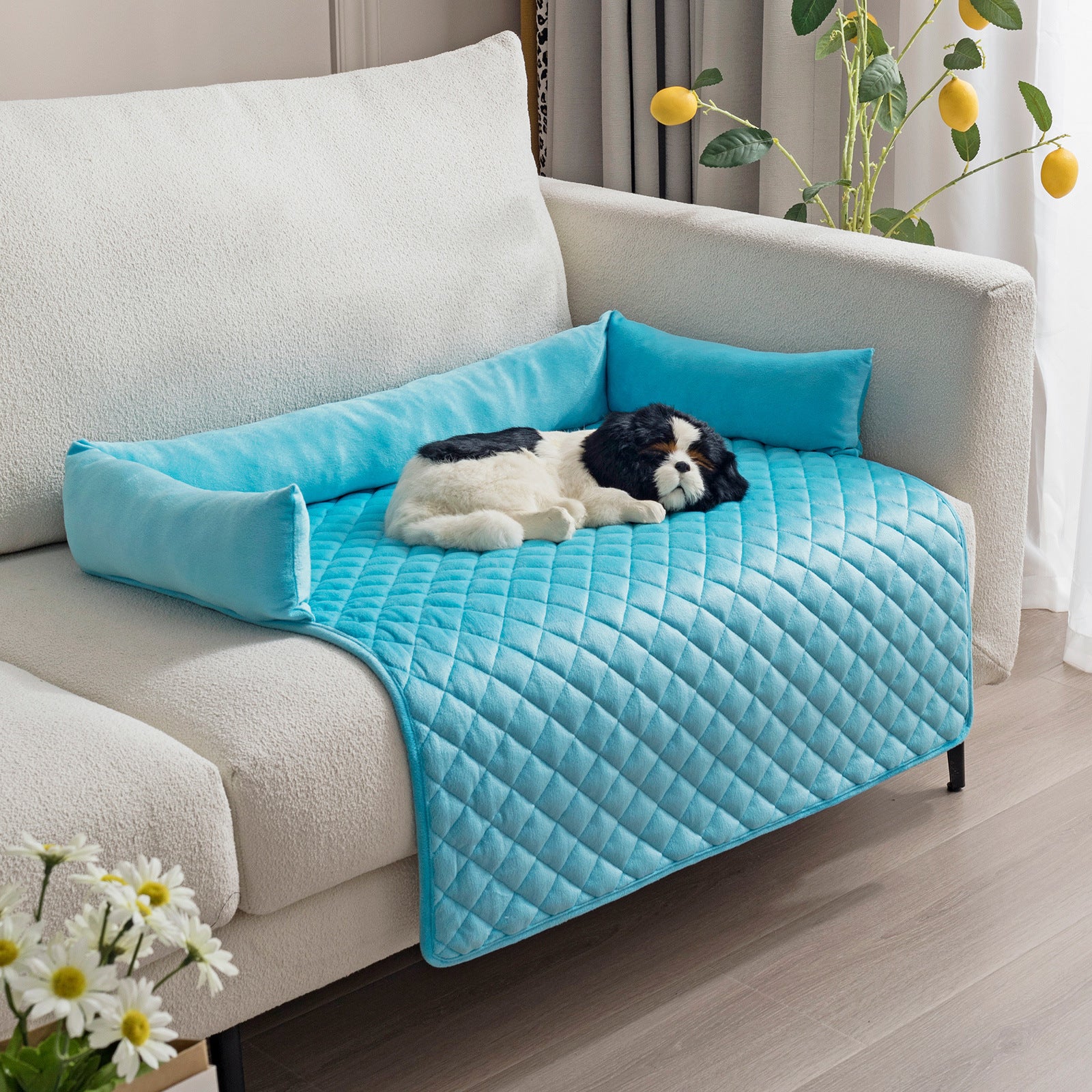 Large dog sofa bed with cushion.