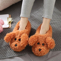 Winter warm dog plush slippers for women.