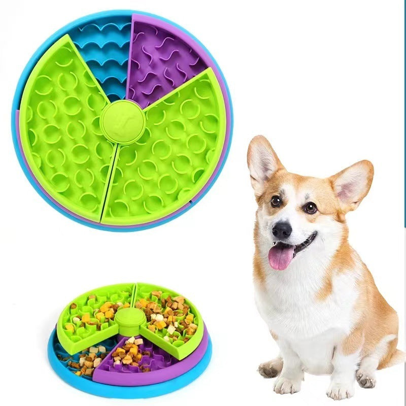 Rotating slow feeder pet bowl.