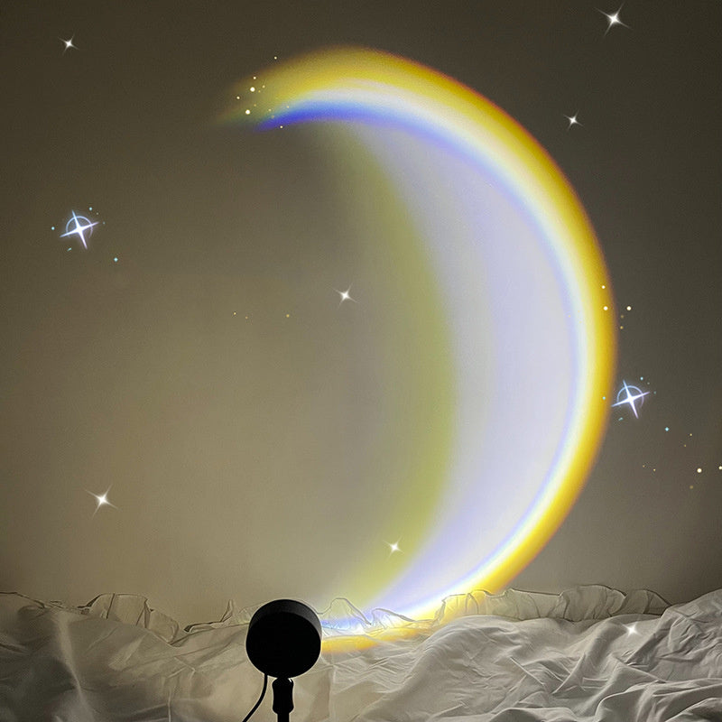USB Moon and Sunset Lamp with LED Rainbow Projector