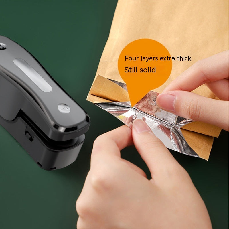 Rechargeable mini USB sealing machine.
