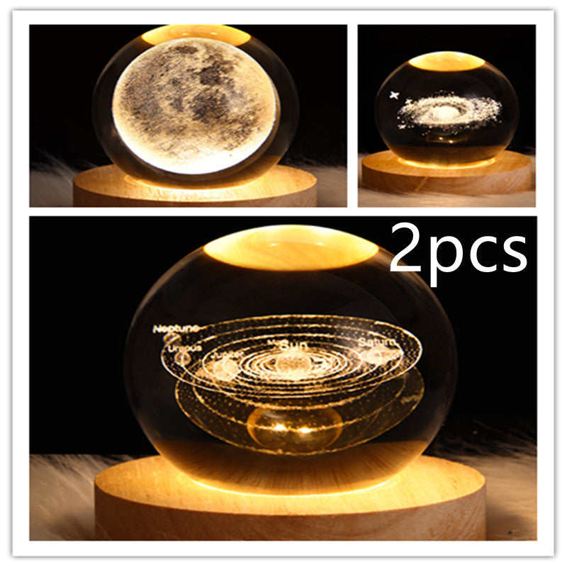 3D galaxy crystal ball LED night light