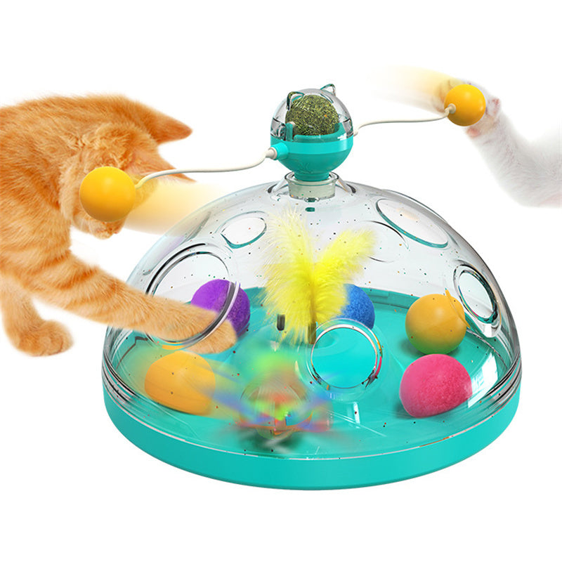 Interactive Windmill Cat Toy with Catnip and Luminous Ball