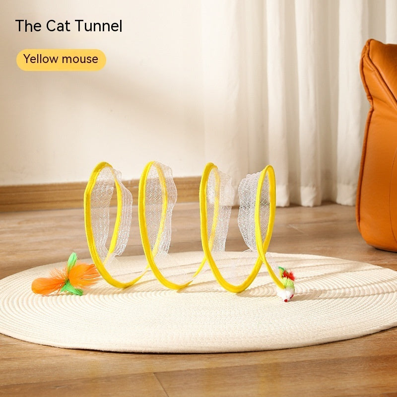 Foldable S-shaped cat tunnel.