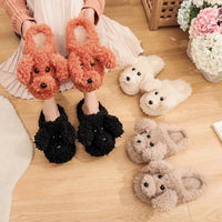 Winter warm dog plush slippers for women.
