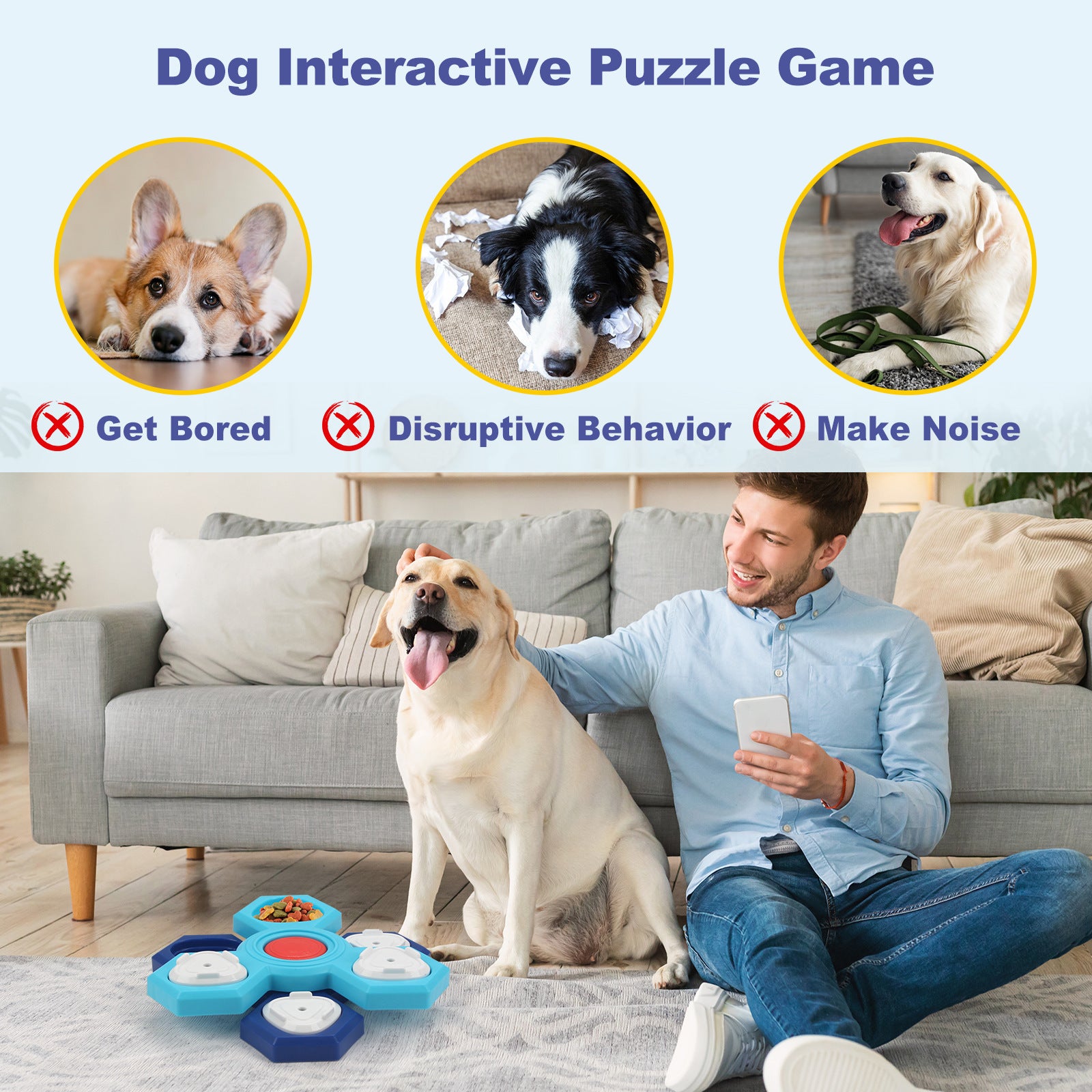 Interactive slow feeder dog bowl.