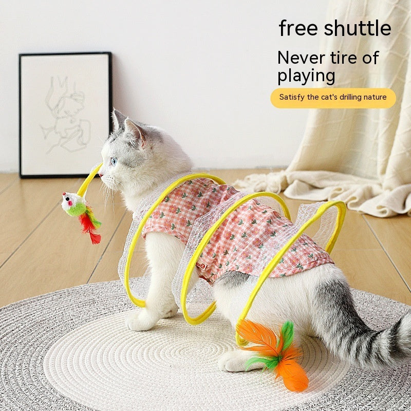 Foldable S-shaped cat tunnel.