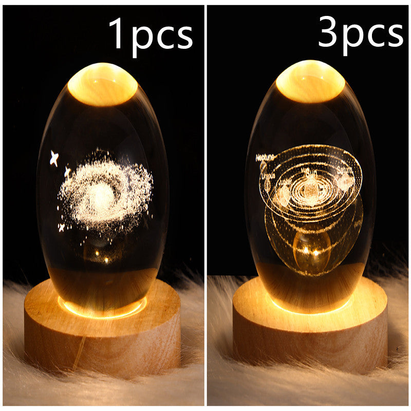 3D galaxy crystal ball LED night light