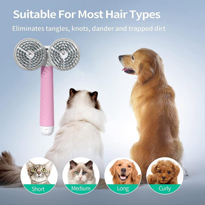 Self-Cleaning Double-Headed Pet Brush with Negative Ions