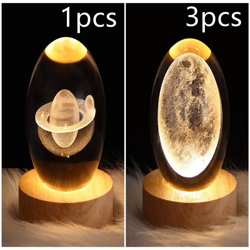 3D galaxy crystal ball LED night light