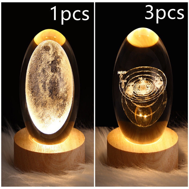 3D galaxy crystal ball LED night light