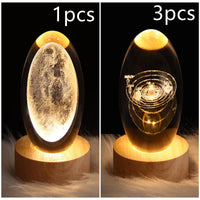 3D galaxy crystal ball LED night light
