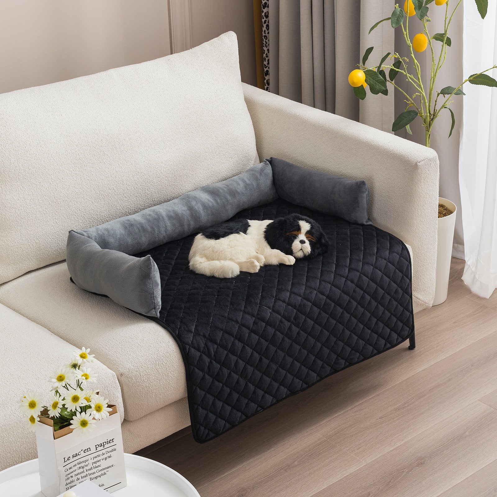Large dog sofa bed with cushion.