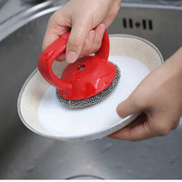 Stainless steel cast iron scrubber with handle