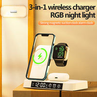 4-in-1 Wireless Charger with Alarm Clock and RGB Night Light