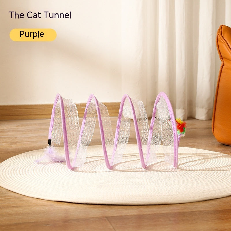 Foldable S-shaped cat tunnel.