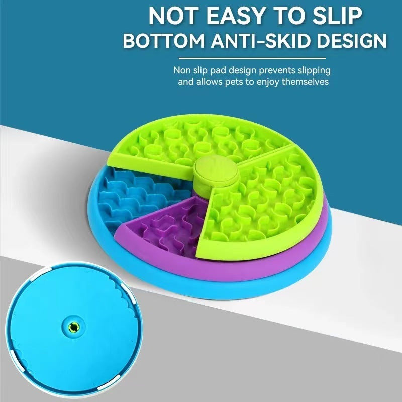 Rotating slow feeder pet bowl.