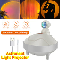 Astronaut Sunset Lamp Humidifier, 360° Rotating, USB Charging